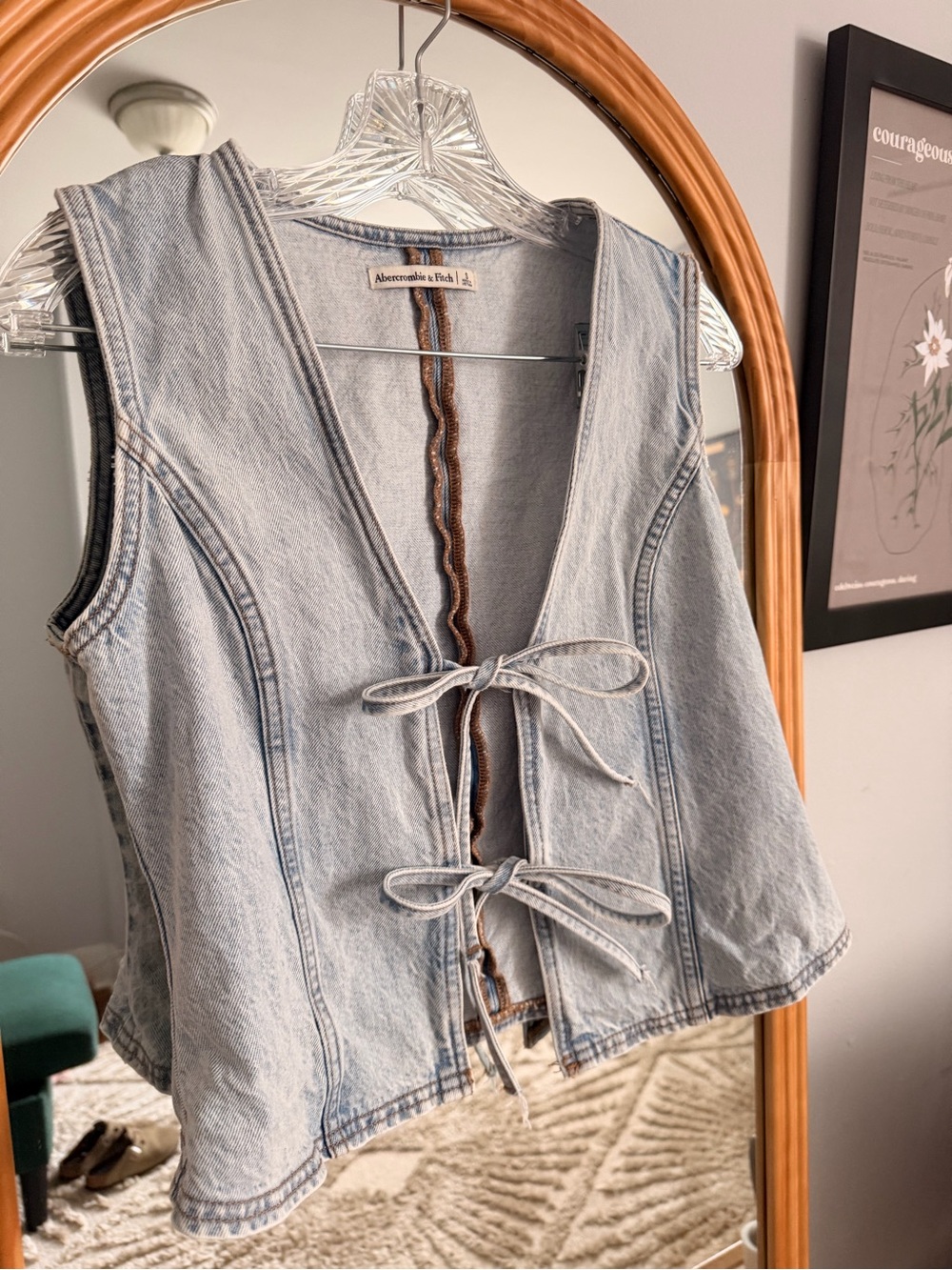 Abercrombie & Fitch Light Blue Denim Tie-Front Vest